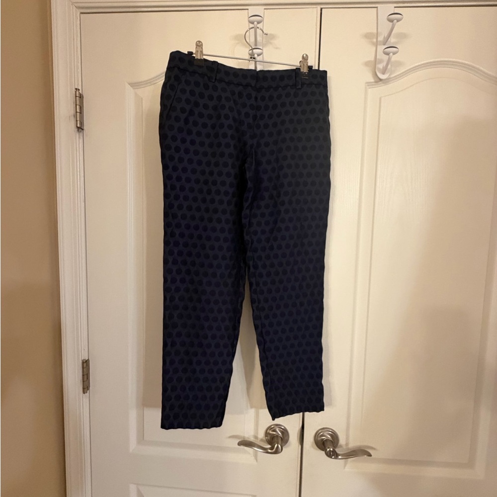 J. Crew Women's Navy Polka Dot Cropped Pants